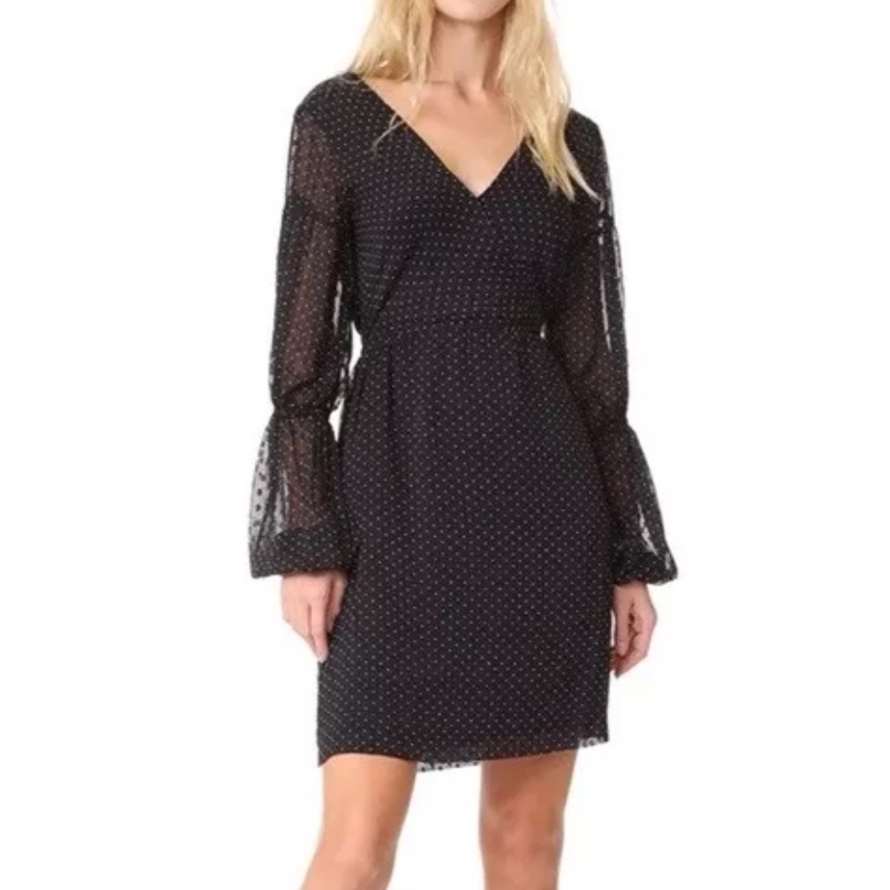 Club Monaco Jowdie Black & White Polka Dot Wrap Dress
